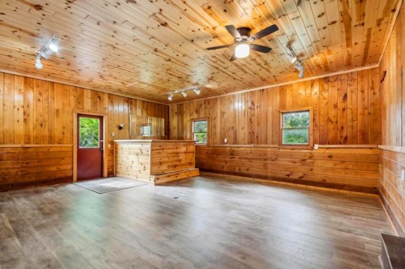 Recreational Room with Pine Wood Paneling Image